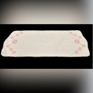 Vintage Embroidered Floral Table Or Counter Runner